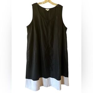 J.Jill Love Linen Sleeveless Dress Large Black & White Colorblock 100% Linen